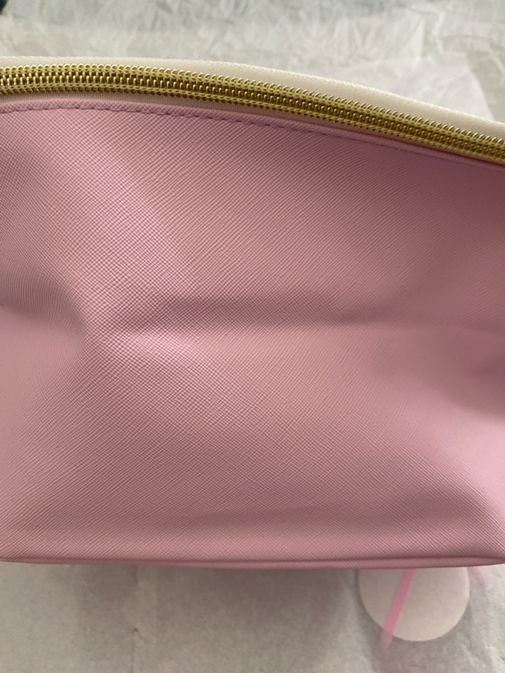 Soft Pink Cosmetic Pouch with Gold Zipper
